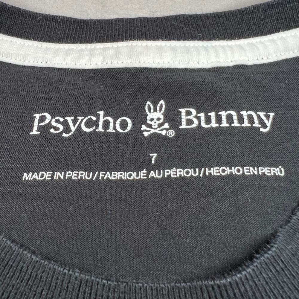 PSYCHO BUNNY Mens Size XL T Shirt Black Pima Cotton Graphic Logo Short Sleeve - Picture 3 of 13